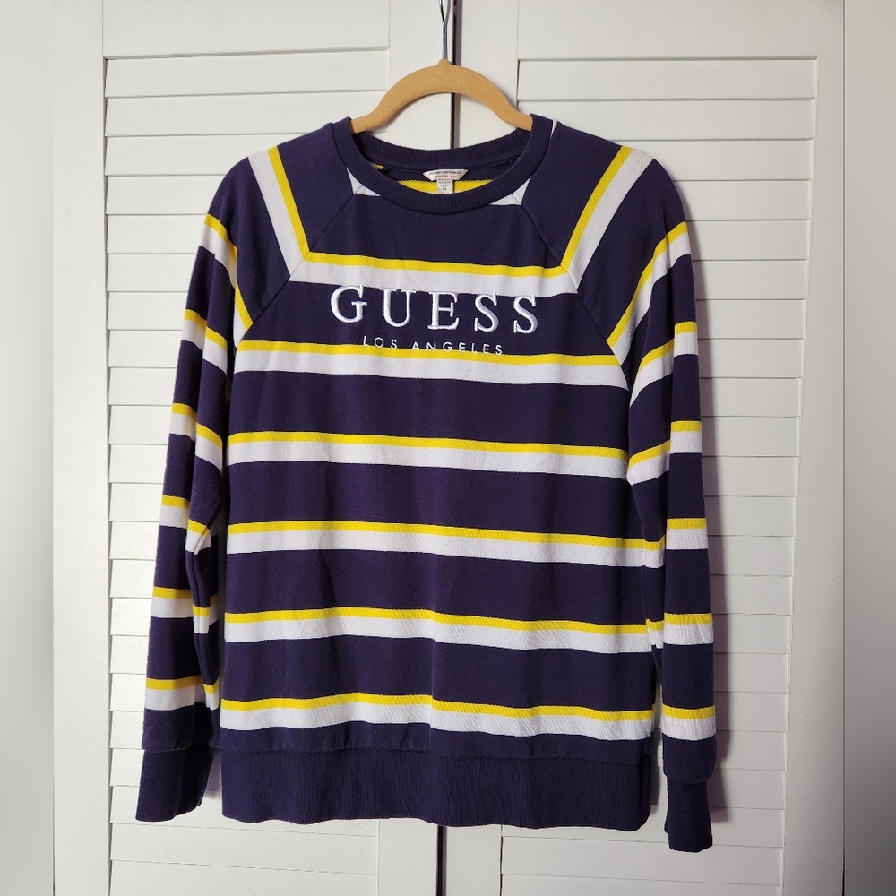 GUESS Crewneck Sweater - Navy, White, and Yellow